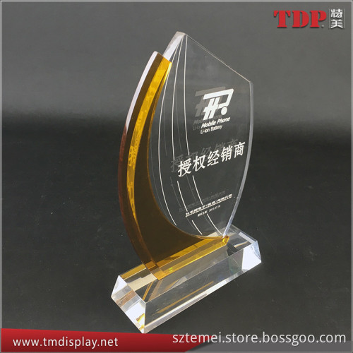 Customized Acrylic Clear Award for Souvenir PMMA Transparent Trophy
